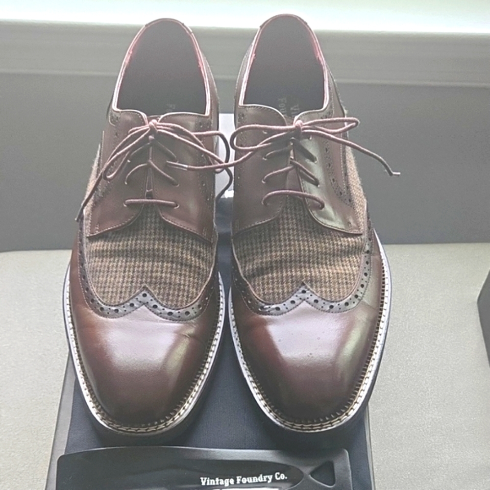 Vintage Foundry Co. Men's Burgundy and Brown Derby Shoes